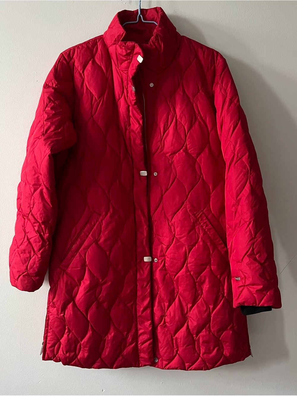 Red Quilted Long Puffer Down Coat